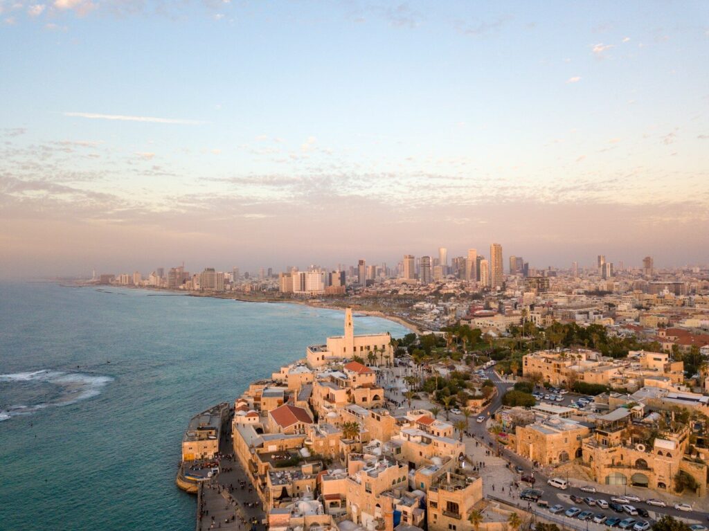 aerial view photography of city beside body of water
