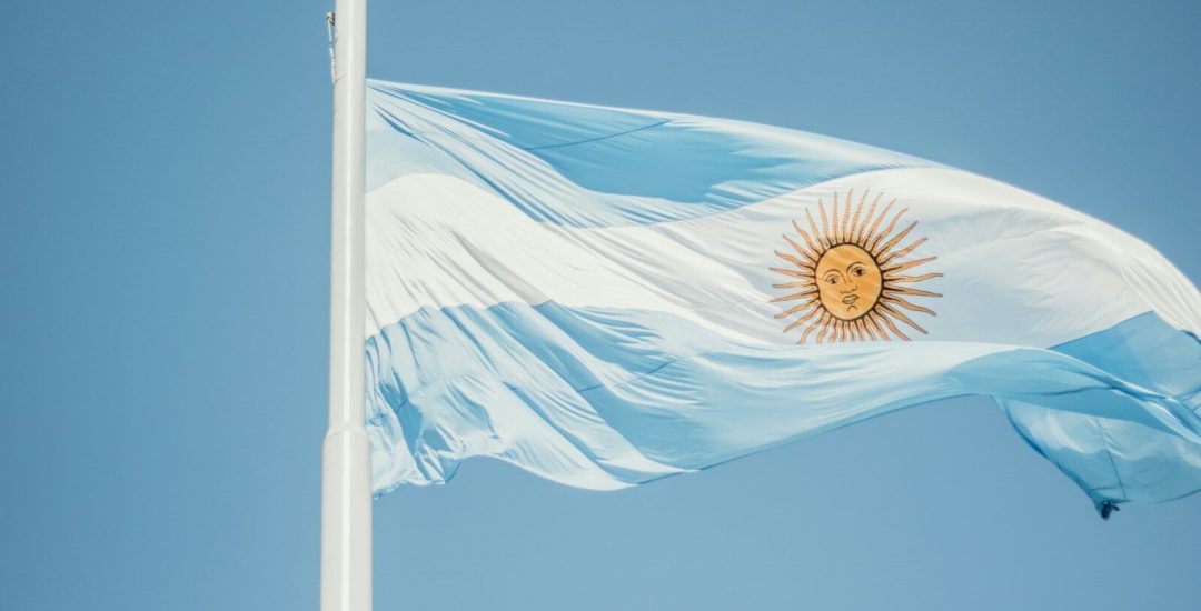 blue and white striped flag